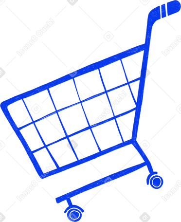 blue shopping cart on wheels Illustration in PNG, SVG