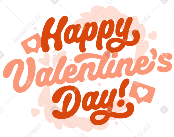 Lettering Happy Valentine's Day! with decorative pastel composition text PNG, SVG