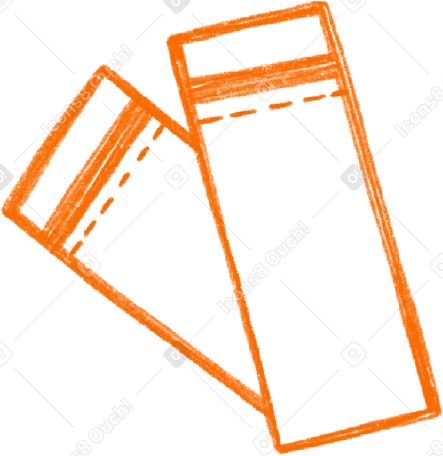 two orange plane tickets Illustration in PNG, SVG
