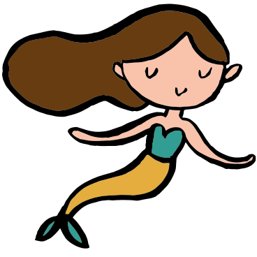 brown haired mermaid with yellow tail PNG, SVG