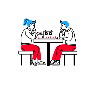 Man and woman playing chess game PNG, SVG