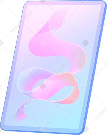 3D pastel abstract ribbon on gradient tablet screen PNG, SVG