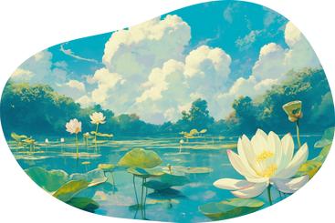 Lake with white lotus background PNG, SVG