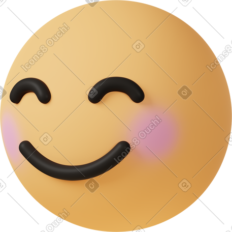 3D 笑脸笑眼的四分之三视图 PNG, SVG