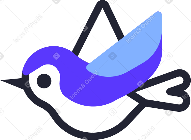 Flying birdie animated illustration in GIF, Lottie (JSON), AE