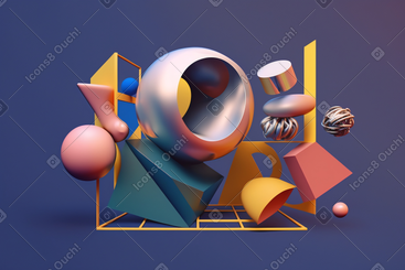 3d 抽象几何构图背景 PNG, SVG