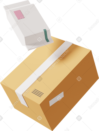 3D cardboard box and parcel Illustration in PNG, SVG