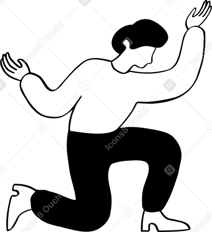 Hombre arrodillado con las manos en alto PNG, SVG