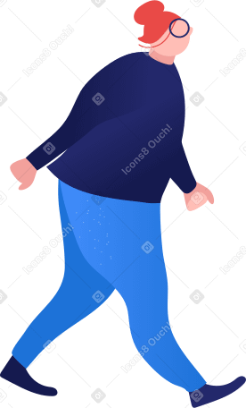 chubby woman walking Illustration in PNG, SVG