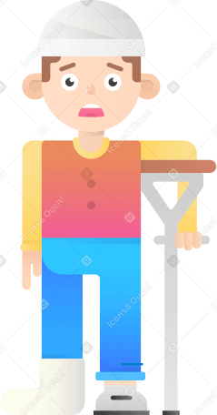 man with broken leg and crutch Illustration in PNG, SVG