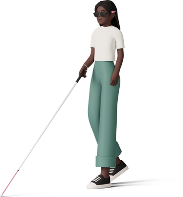 three quarter view of blind girl PNG, SVG