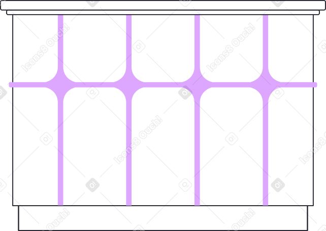 reception desk with light purple decoration Illustration in PNG, SVG