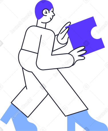 man holding puzzle Illustration in PNG, SVG