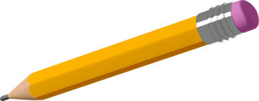 side view of yellow pencil with eraser on top PNG, SVG