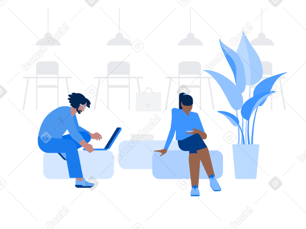 Man and woman work in coworking space Illustration in PNG, SVG