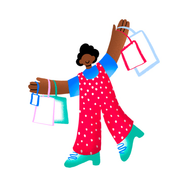 Frau geht mit einkaufstüten PNG, SVG