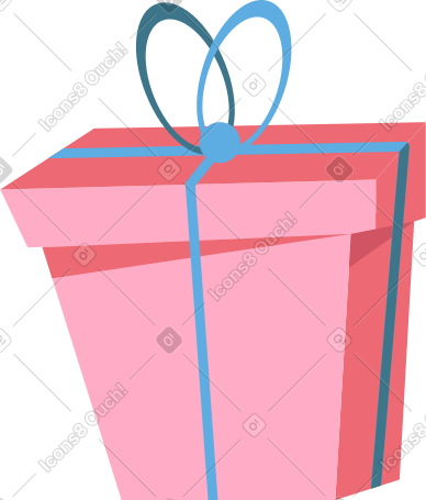 pink box with blue bow PNG, SVG