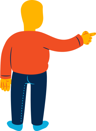 chubby man pointing back Illustration in PNG, SVG