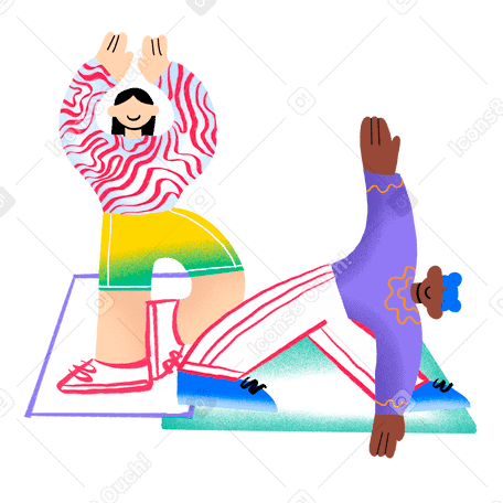 Two women doing yoga exercises PNG, SVG