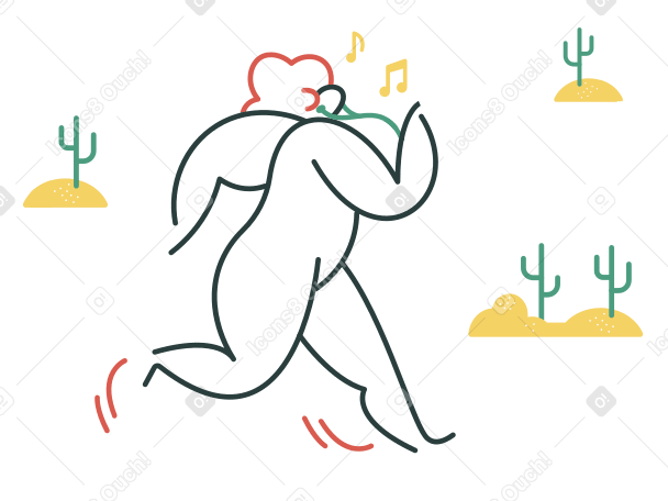 Girl running with music PNG, SVG