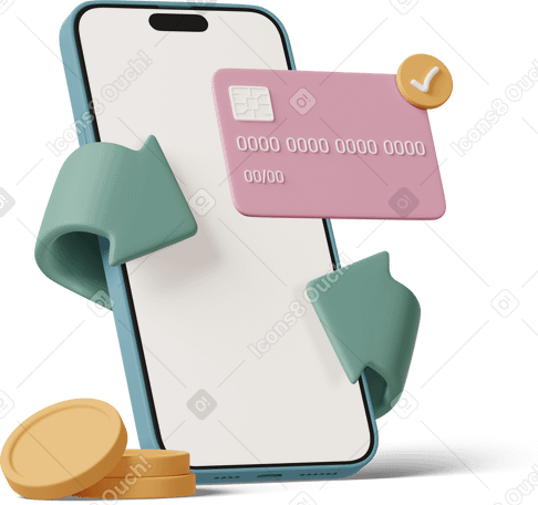 3D mobile banking cashback PNG, SVG