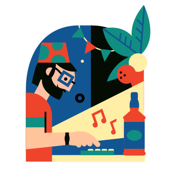Man playing music at a party PNG, SVG