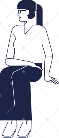 girl is sitting and turned her head to the right PNG, SVG
