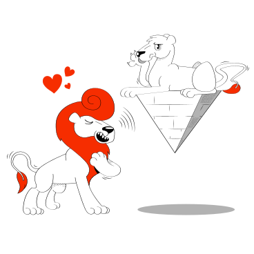 Lion serenading a lioness on a pyramid PNG, SVG