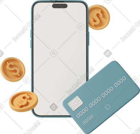 3D phone and money PNG, SVG