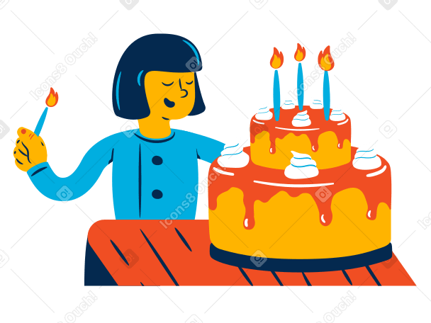 Big birthday cake Illustration in PNG, SVG