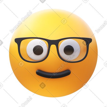 3D nerd face PNG, SVG