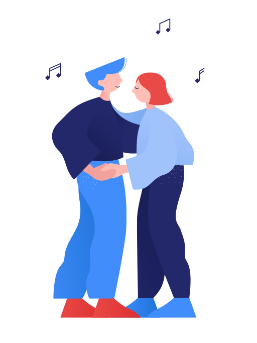 抱き合って音楽に合わせて踊る男女 のpngとsvgでのイラスト