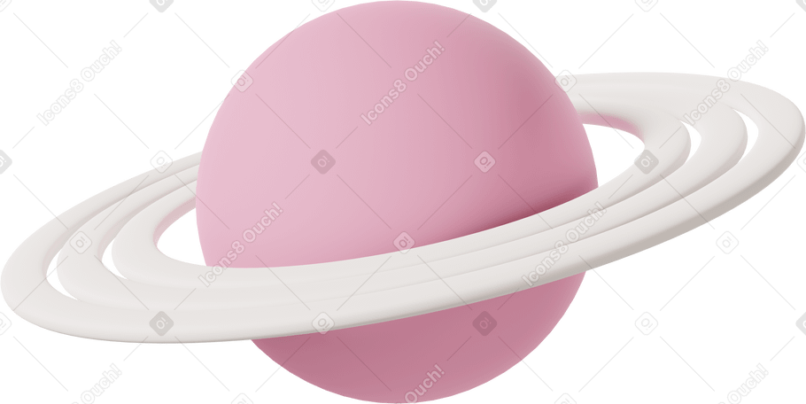 3D planet with disc pink PNG, SVG
