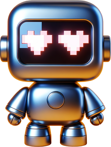 Robot with pixel hearts PNG, SVG