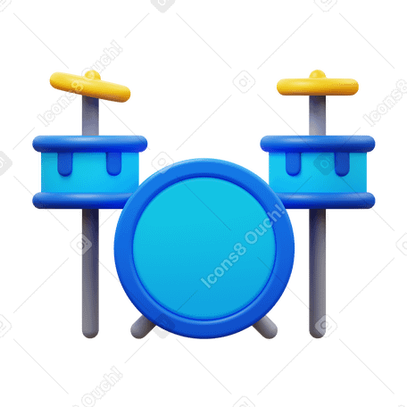 3D drum set PNG, SVG