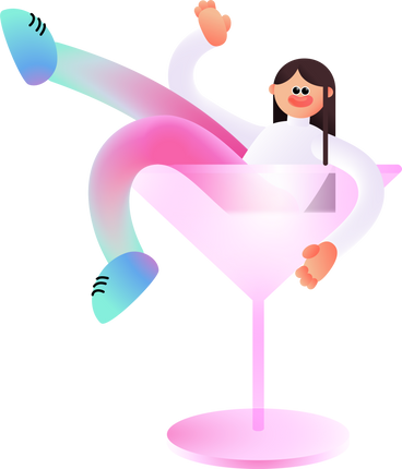 Woman in pink pants sits in a glass PNG, SVG