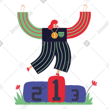 女孩站在一个有金牌的基座上 PNG, SVG