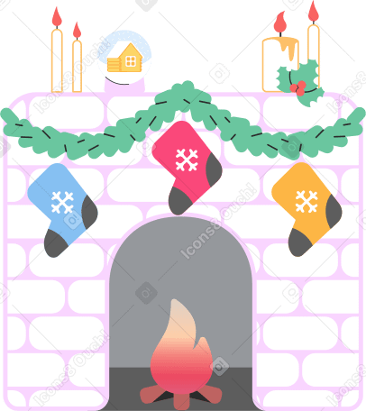 fireplace decorated Illustration in PNG, SVG