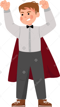 boy in cape Illustration in PNG, SVG