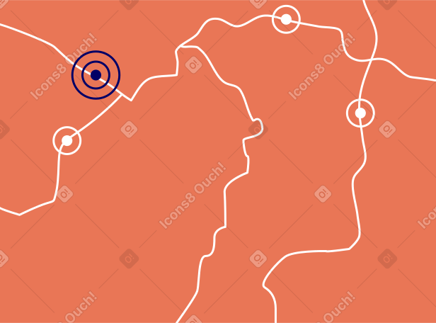 Imagem com mapa e pontos de localização PNG, SVG