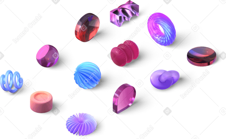 3D gems and abstract shapes in vibrant colors PNG, SVG