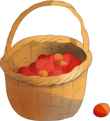 赤いリンゴのバスケット PNG、SVG