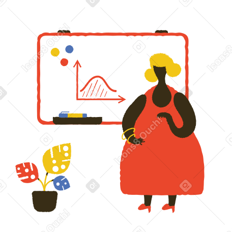 School teacher near the blackboard Illustration in PNG, SVG