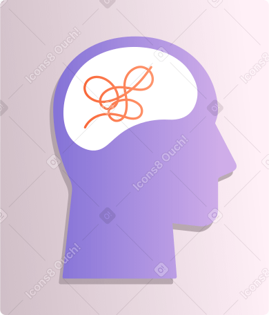poster with a head and thoughts Illustration in PNG, SVG