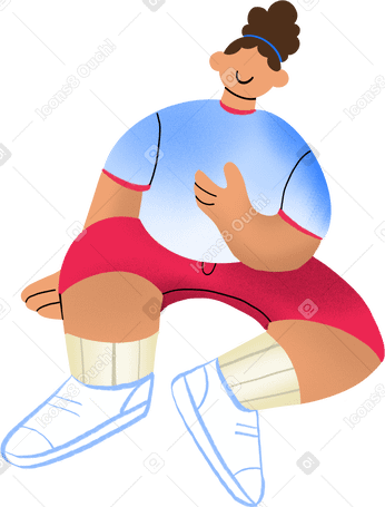 person in shorts sitting hand near chest PNG, SVG