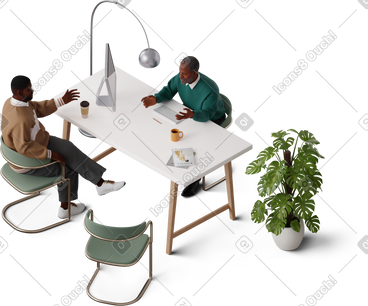 Isometric view of men having meeting PNG, SVG