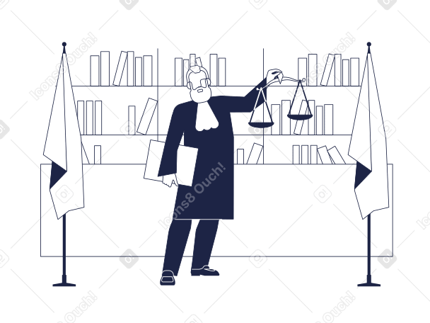 man in judge's robe with scale in one hand Illustration in PNG, SVG
