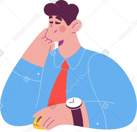 pensive man at work Illustration in PNG, SVG