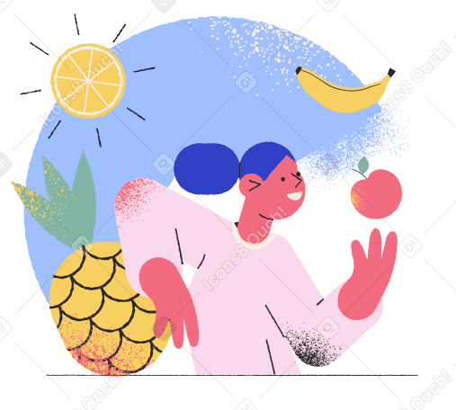 Woman enjoying summer with fresh fruit PNG, SVG
