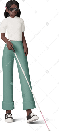 3D blind girl walking PNG, SVG